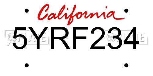 5YRF234 California License Plate