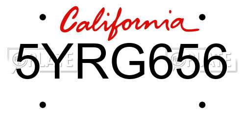 5YRG656 California License Plate