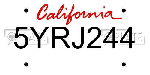 5YRJ244 California License Plate