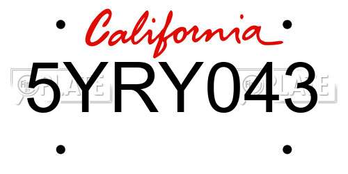 5YRY043 California License Plate