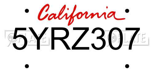 5YRZ307 California License Plate