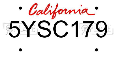 5YSC179 California License Plate