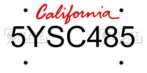5YSC485 California License Plate
