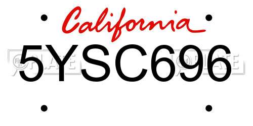 5YSC696 California License Plate