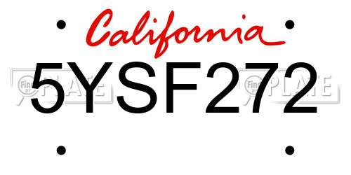 5YSF272 California License Plate