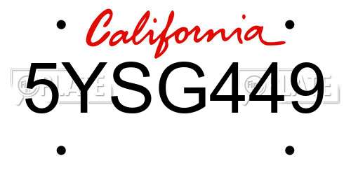 5YSG449 California License Plate