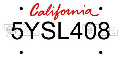 5YSL408 California License Plate