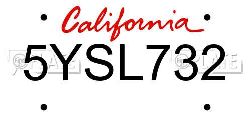 5YSL732 California License Plate