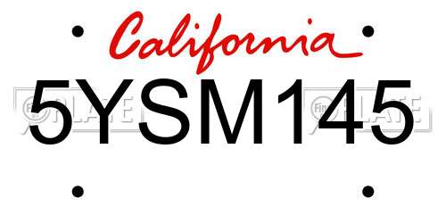 5YSM145 California License Plate