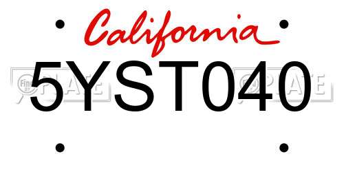 5YST040 California License Plate
