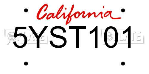 5YST101 California License Plate