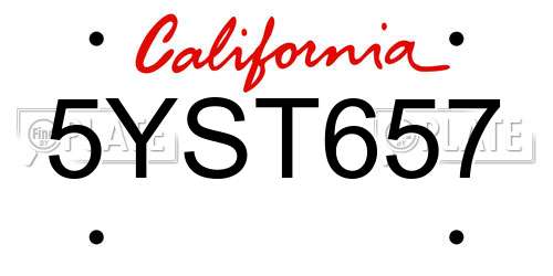 5YST657 California License Plate