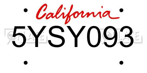 5YSY093 California License Plate