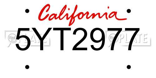 5YT2977 California License Plate