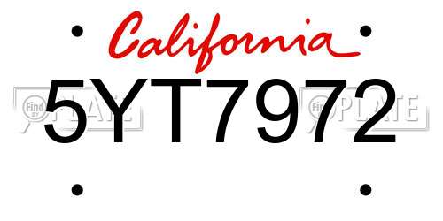 5YT7972 California License Plate