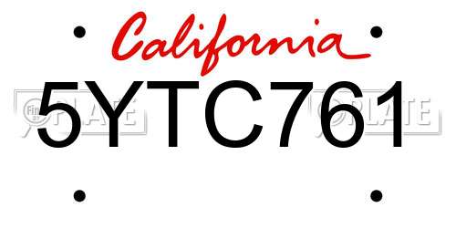 5YTC761 California License Plate
