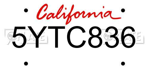 5YTC836 California License Plate
