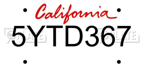 5YTD367 California License Plate