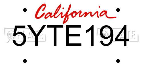 5YTE194 California License Plate