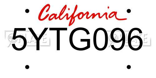 5YTG096 California License Plate