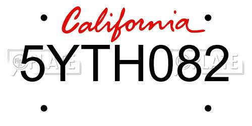 5YTH082 California License Plate