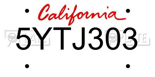 5YTJ303 California License Plate