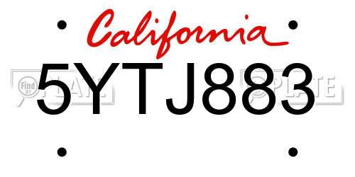 5YTJ883 California License Plate