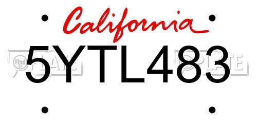 5YTL483 California License Plate