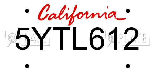 5YTL612 California License Plate