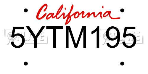 5YTM195 California License Plate