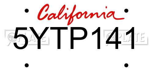 5YTP141 California License Plate