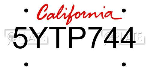 5YTP744 California License Plate