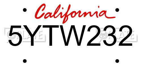 5YTW232 California License Plate