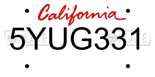 5YUG331 California License Plate