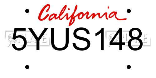 5YUS148 California License Plate