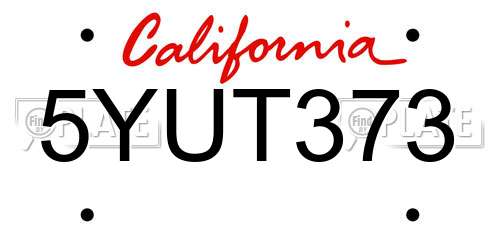 5YUT373 California License Plate
