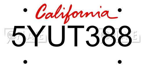 5YUT388 California License Plate