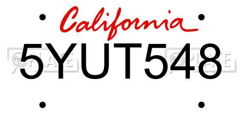 5YUT548 California License Plate