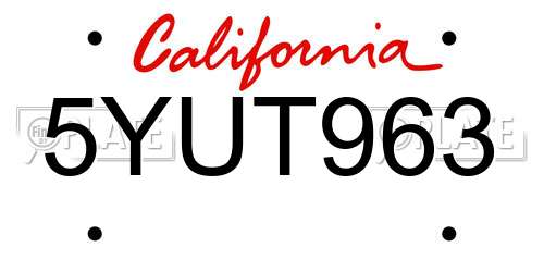5YUT963 California License Plate