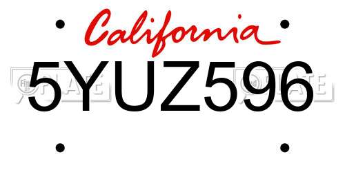 5YUZ596 California License Plate