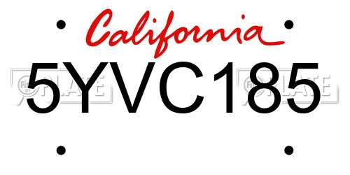5YVC185 California License Plate
