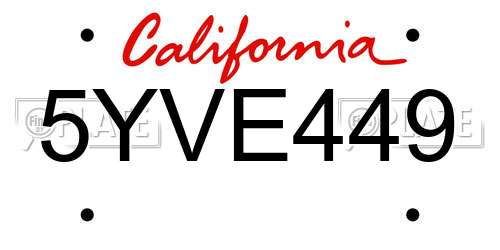 5YVE449 California License Plate