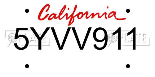 5YVV911 California License Plate