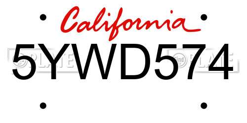 5YWD574 California License Plate