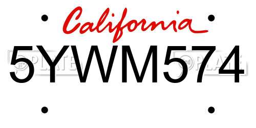 5YWM574 California License Plate