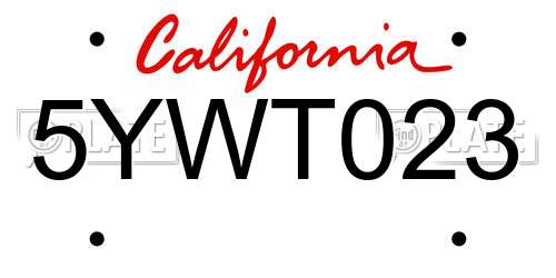 5YWT023 California License Plate