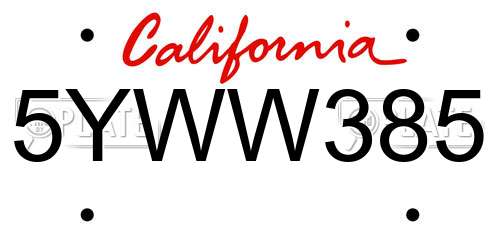 5YWW385 California License Plate