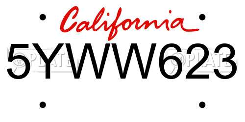 5YWW623 California License Plate