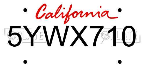5YWX710 California License Plate