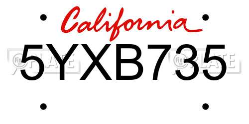 5YXB735 California License Plate